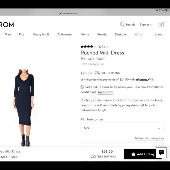 New Michael Stars Ruched Long Sleeve MIDI Dress Berry - Picture 12 of 13